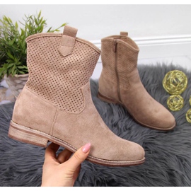 Cizme ajurate S. Barski W OLI140B bej 1