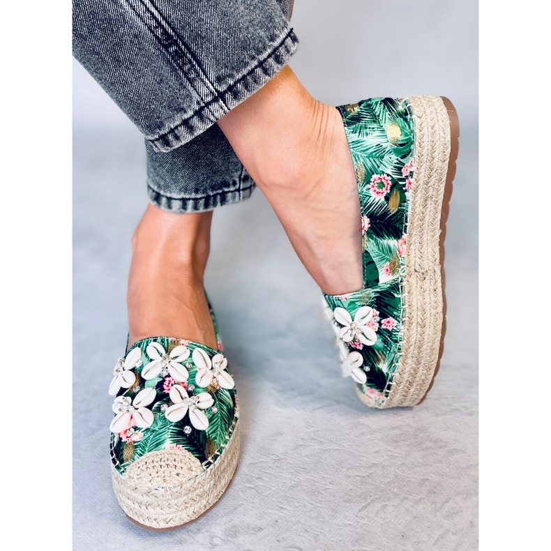 Espadrile Elif Green cu scoici verde 1