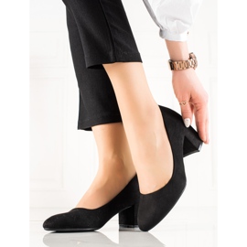 TRENDI Pompe clasice din piele intoarsa negru 1