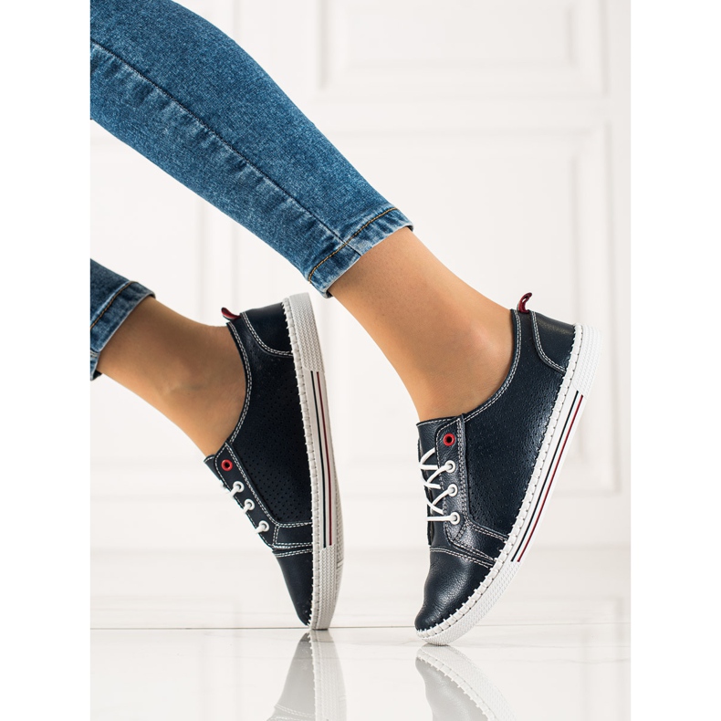 Goodin Adidași din piele ajurată albastru 1