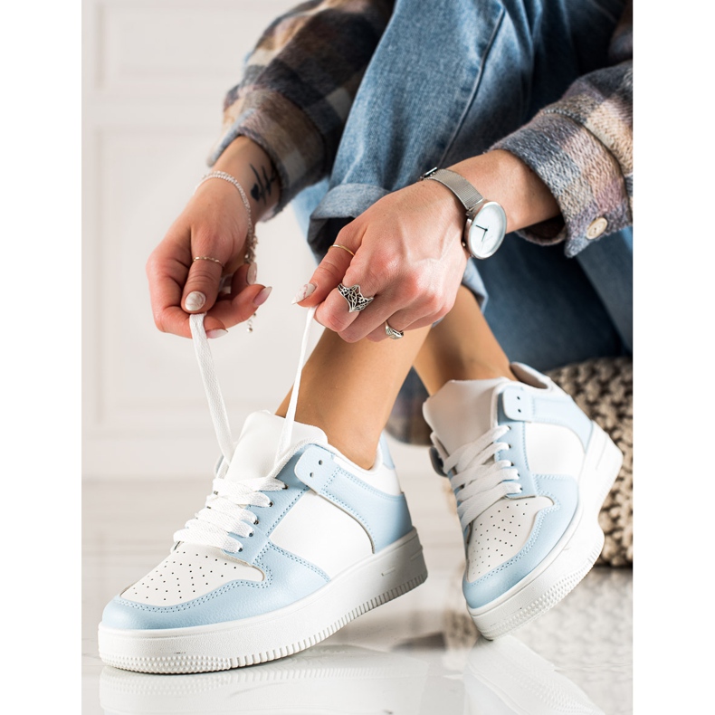 TRENDI Pantofi sport din piele ecologică alb albastru 1