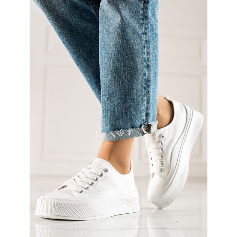 Seastar Adidași albi pe platformă 2