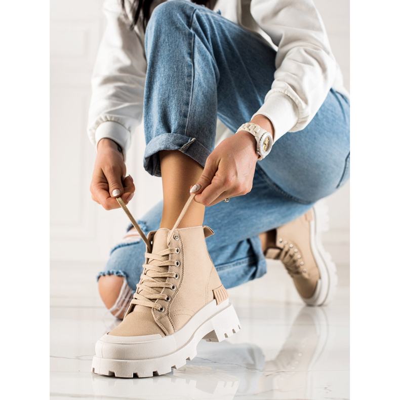 Seastar Adidași înalți pe platformă bej 1