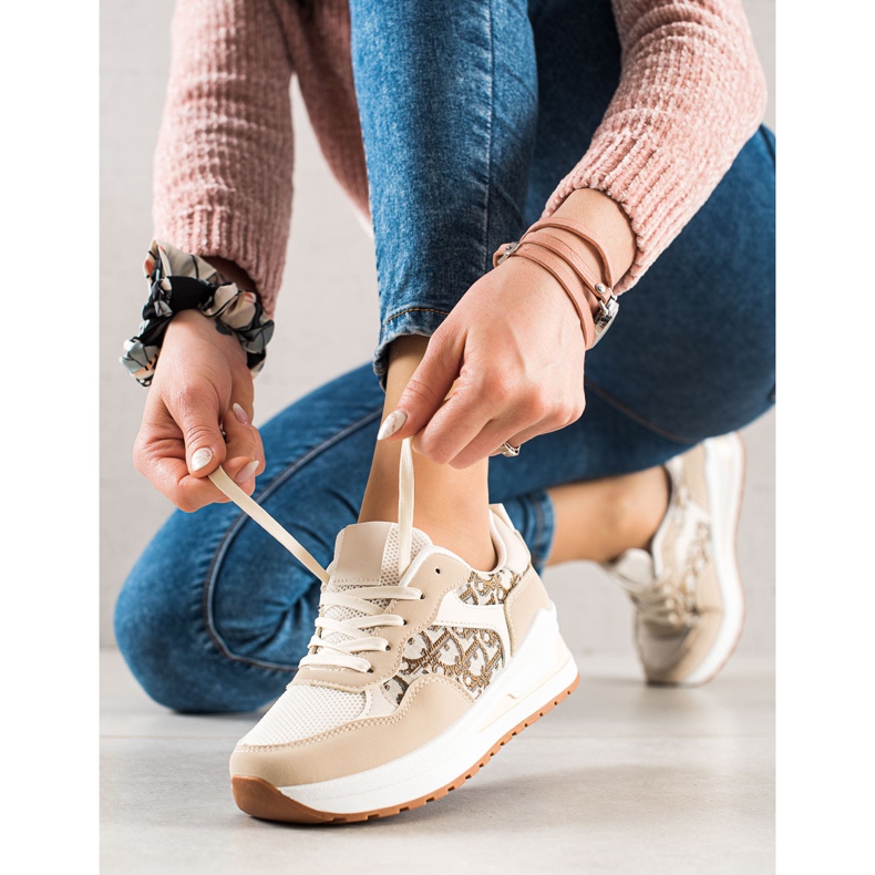 TRENDI Pantofi Legați Pe Platformă bej 1