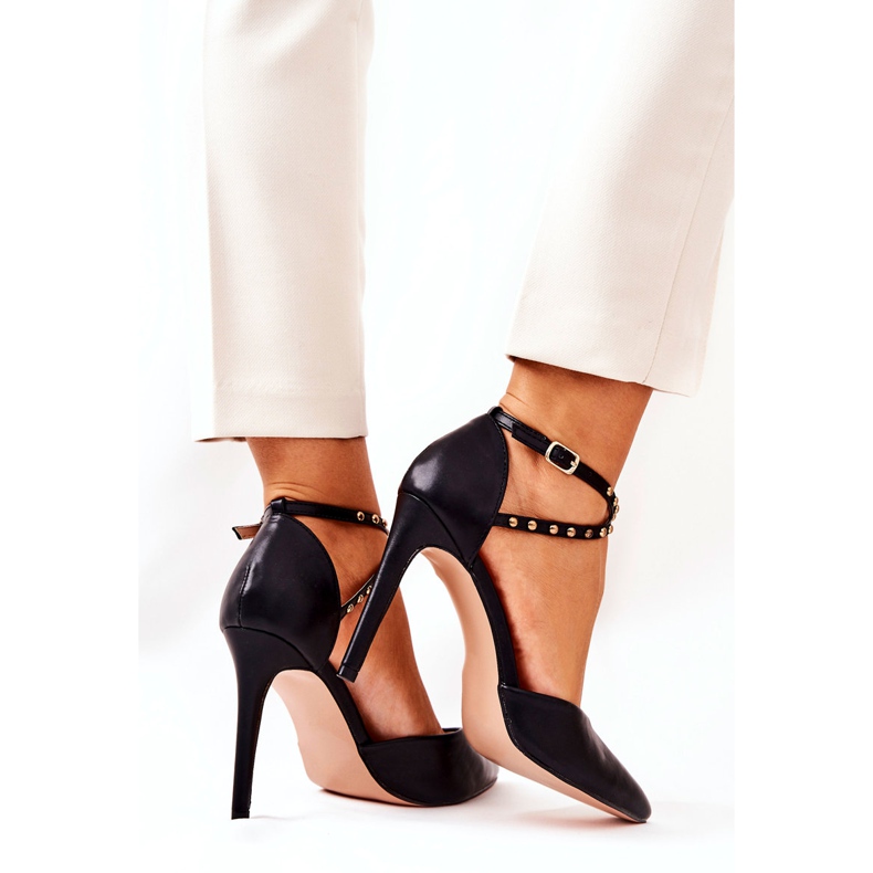 WS1 Stilettos cu dungi Jeturi negre Remmes negru 5