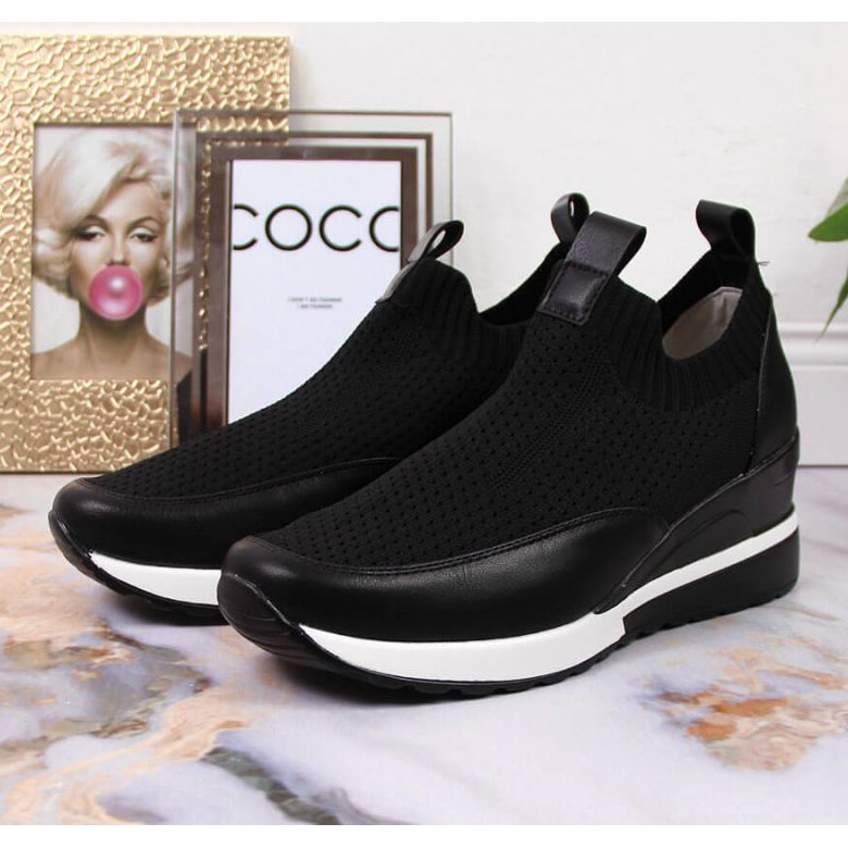 Tenisi cu pană Potocki W WOL52A negri negru 2