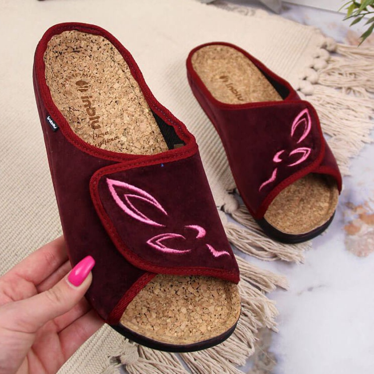 Inblu W BEF33 papuci de casa velcro burgundy roșu multicolor 1