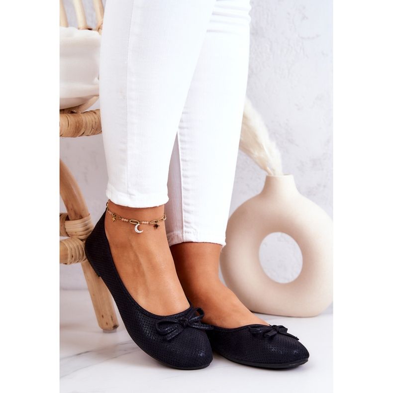 Balerini clasici pentru damă, branț profilat, fimme negre negru 2