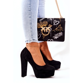WS1 Pompe din piele intoarsa pe platforma Bemiso neagra negru 3