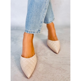 Papuci cu toc matlasat Gloria Beige bej 1