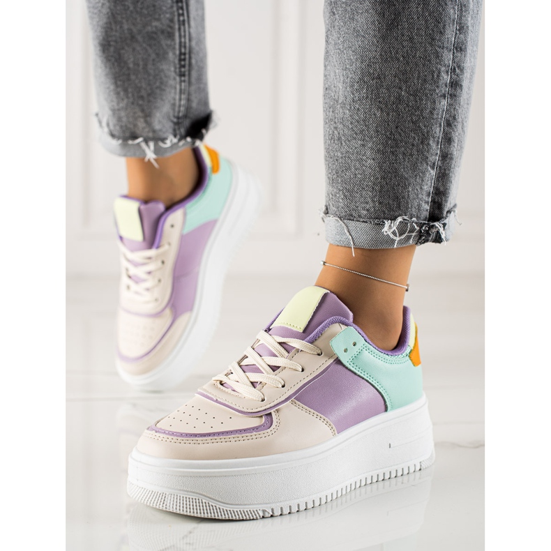 TRENDI Adidași la modă pe o platformă largă bej multicolor 2
