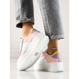 TRENDI Adidași la modă pe o platformă largă alb multicolor 3