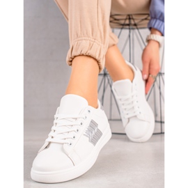 TRENDI Adidași cu insertie argintie alb 1