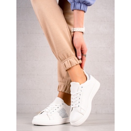 TRENDI Adidași cu insertie argintie alb 2
