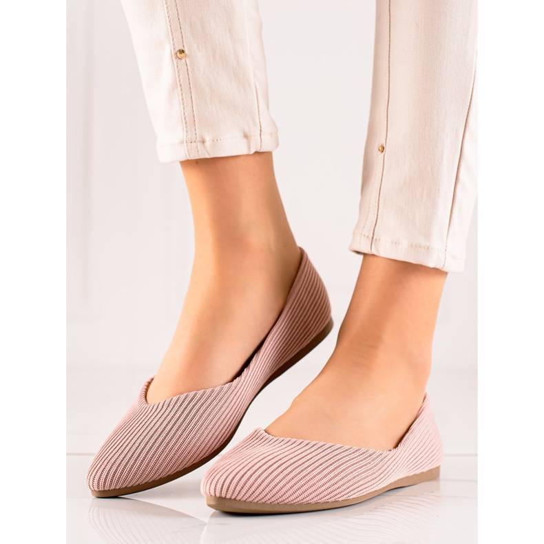 Balerine cu dungi VINCEZA roz 1 Balerine cu dungi VINCEZA roz 1