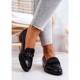 Vinceza Pantofi lacuiti cu model serpentina Black Yasmin negru 2