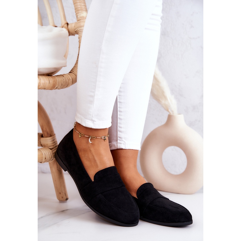 PE1 Mocasini Jayden din piele intoarsa neagra cu centura negru 1