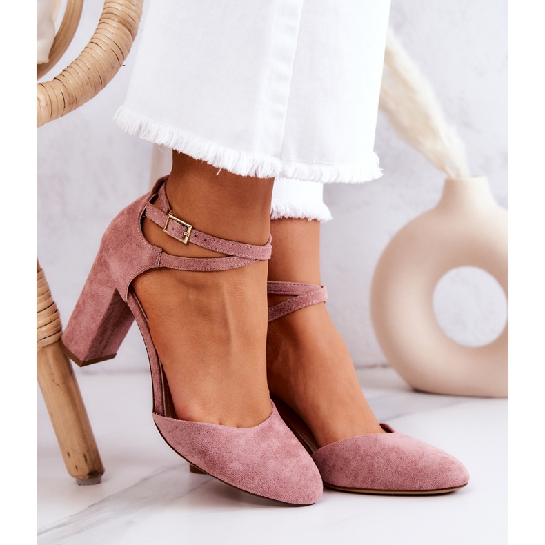 Pompe din piele intoarsa pe pilon Sergio Leone SK851 roz 2