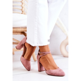 Pompe din piele intoarsa pe pilon Sergio Leone SK851 roz 1