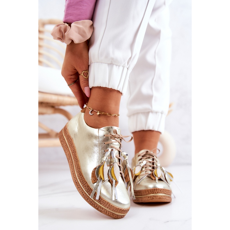 Maciejka 04550-25 Pantofi din piele aurie de aur 2