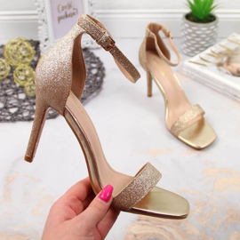 Vinceza W JAN81D sandale de brocart auriu pe toc inalt de aur 1