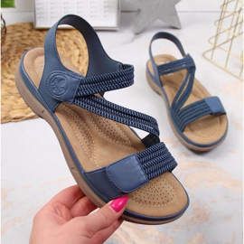 Sandale cu velcro Rieker W V8873-14 albastru 1