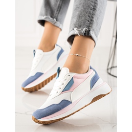 TRENDI Adidași colorați pe platformă alb albastru roz 1