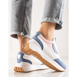 TRENDI Adidași colorați pe platformă alb albastru roz 3