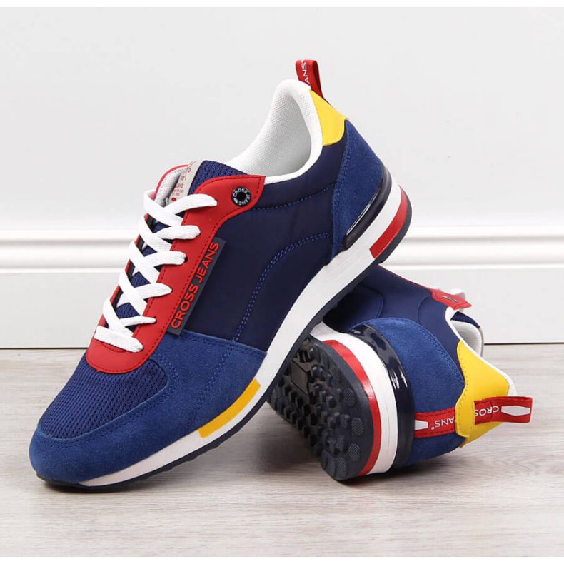 Cross Jeans M JJ1R4008C pantofi sport din piele roșu albastru marin 2 Cross Jeans M JJ1R4008C pantofi sport din piele roșu albastru marin 2