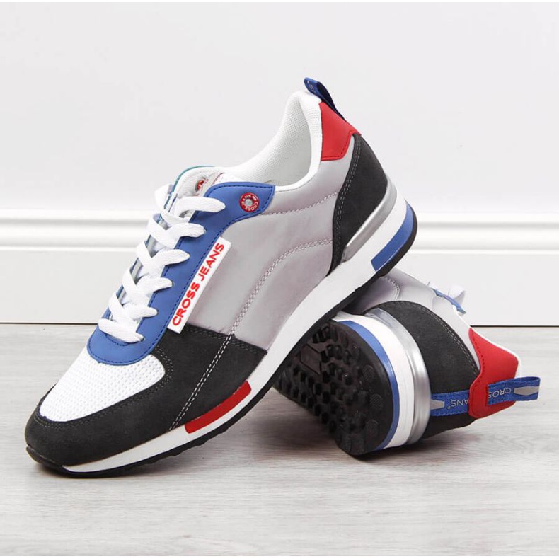 Cross Jeans M JJ1R4010C pantofi sport din piele alb negru albastru gri 2 Cross Jeans M JJ1R4010C pantofi sport din piele alb negru albastru gri 2