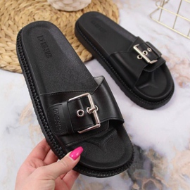 Papuci negri pe platforma Big Star W JJ274A307 negru 1