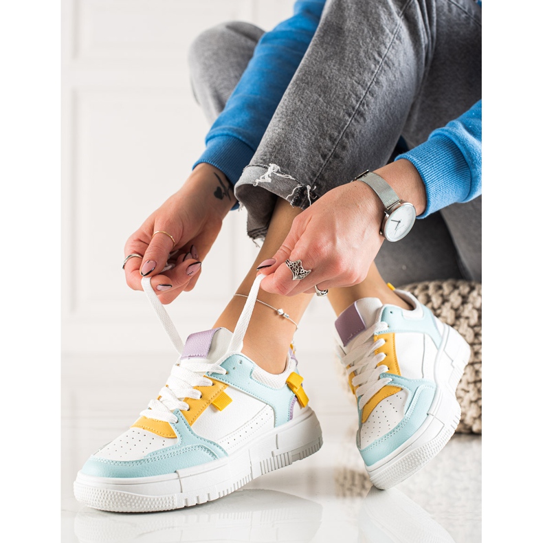 TRENDI Adidași eleganți alb verde galben 1