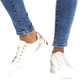 Creepers din piele albă Filippo DP3530 / 22 de aur 5 Creepers din piele albă Filippo DP3530 / 22 de aur 5