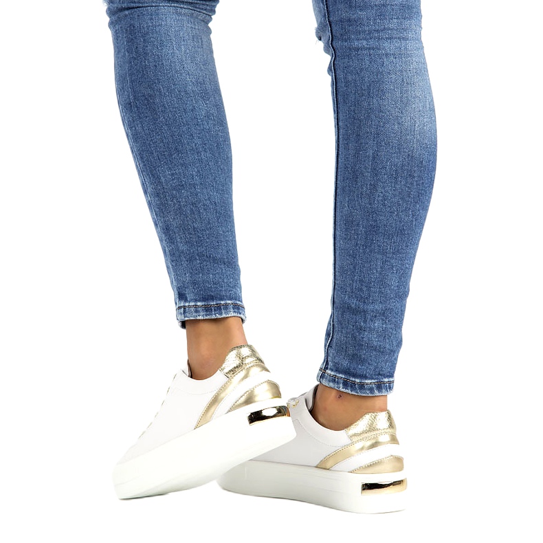 Creepers din piele albă Filippo DP3530 / 22 de aur 6 Creepers din piele albă Filippo DP3530 / 22 de aur 6