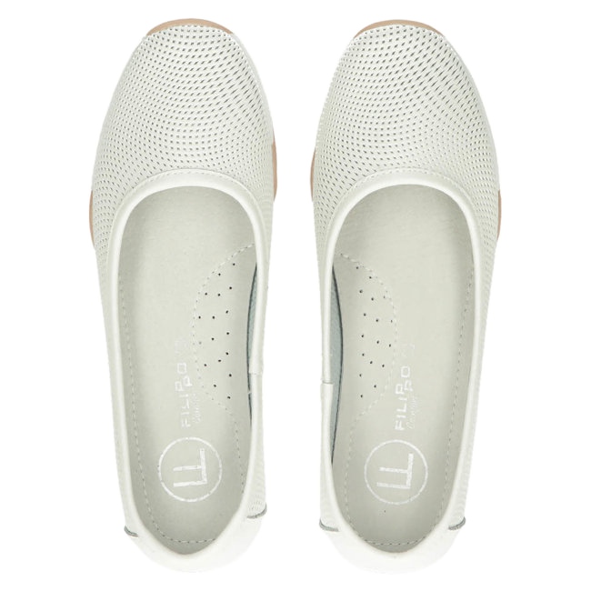 Balerini albi ajurati din piele Filippo DP3681 / 22 WH multicolor 3