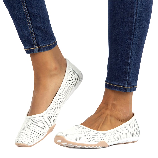 Balerini albi ajurati din piele Filippo DP3681 / 22 WH multicolor 4