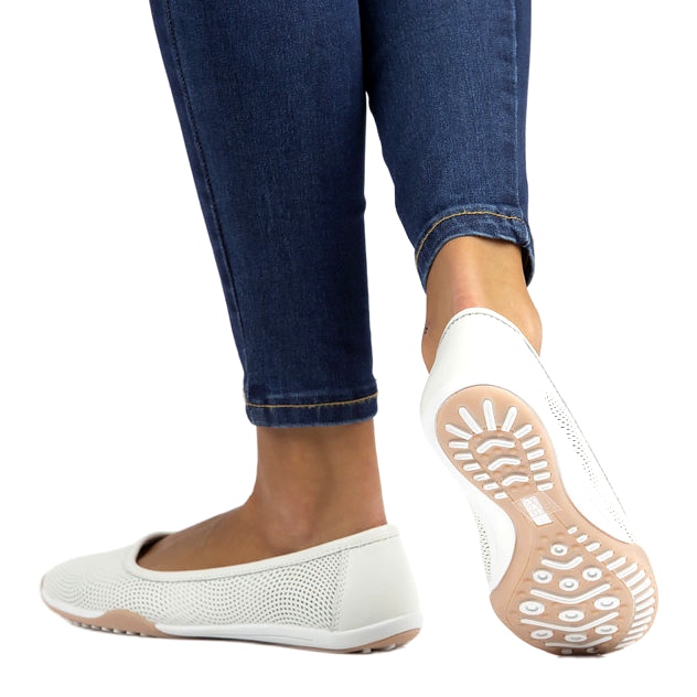 Balerini albi ajurati din piele Filippo DP3681 / 22 WH multicolor 5