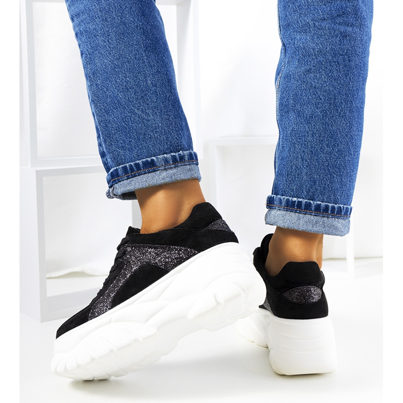 Adidași sport negri cu talpă înaltă Darnell negru 1