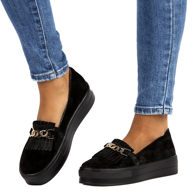 Pantofi de dama din piele Lordsy Filippo DP3532 / 22 Negru 4