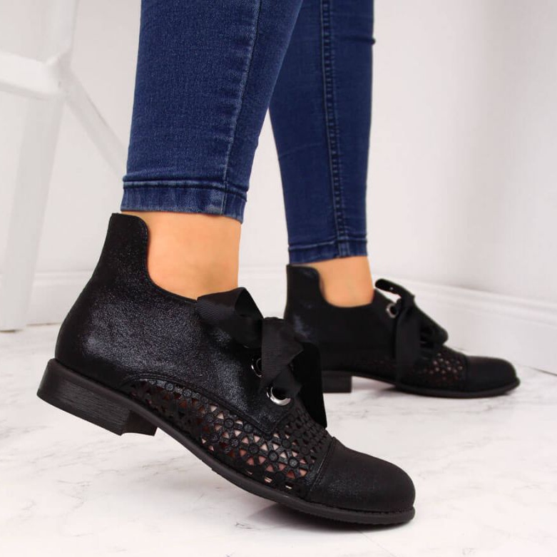 Cizme de primăvară ajurate Jezzi W JEZ319A negre negru 2