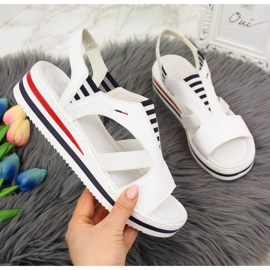 Rieker W V02Y5 sandale cu pană albe 1