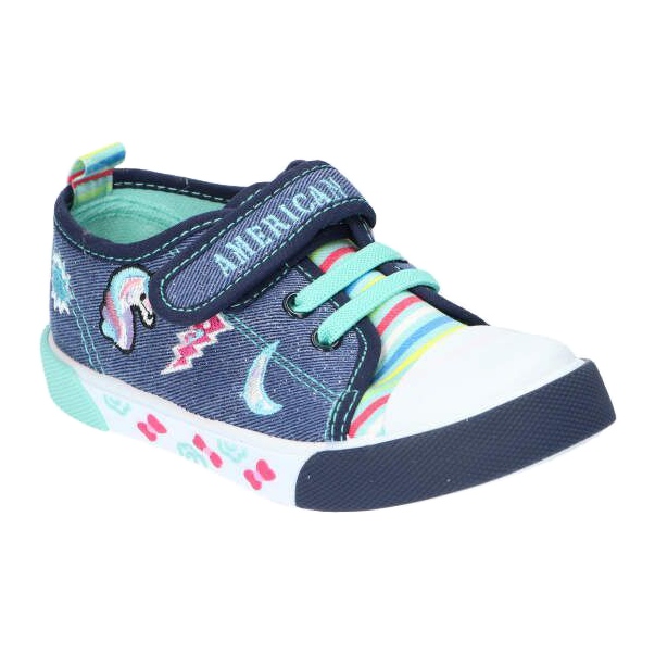 American Club Velcro Boys Sneakers American Ten14/22 Jeans Insert din piele de blugi albastru 2