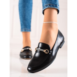 Ideal Shoes Mocasini eleganți cu zirconiu cubic negru 1 Ideal Shoes Mocasini eleganți cu zirconiu cubic negru 1