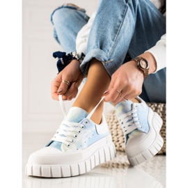TRENDI Adidași albaștri pe platformă albastru 3