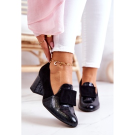 PA2 Pumps din piele de șarpe din piele de căprioară Diana negri negru 1