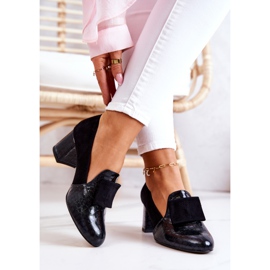 PA2 Pumps din piele de șarpe din piele de căprioară Diana negri negru 2