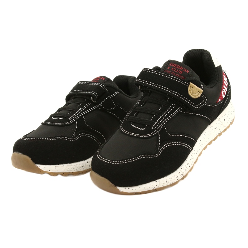 American Club Pantofi sport americani cu velcro ES86/22 negri negru 3
