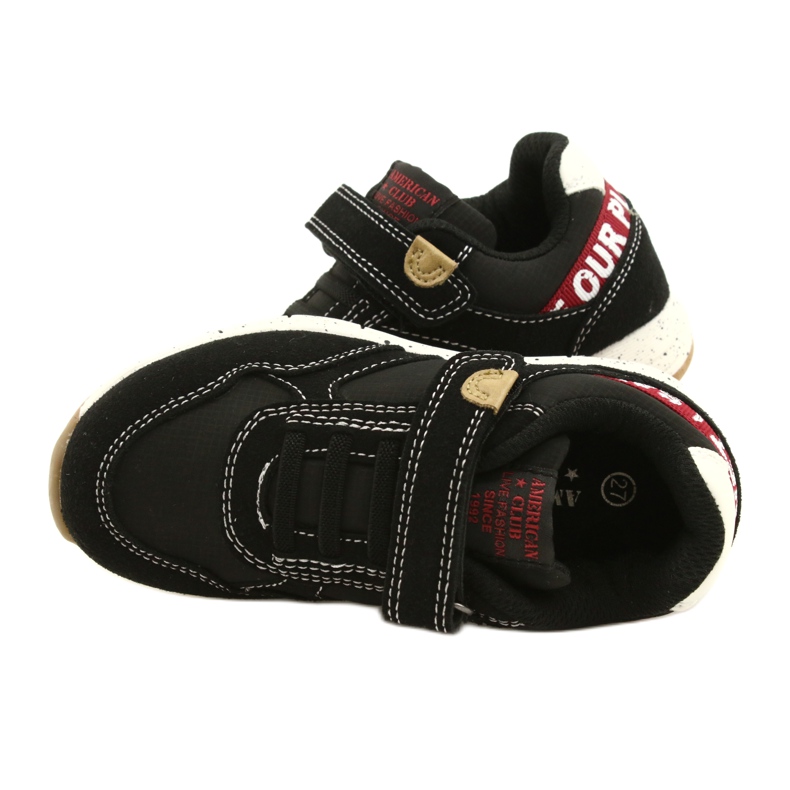 American Club Pantofi sport americani cu velcro ES86/22 negri negru 5