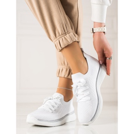 TRENDI Pantofi sport albi cu șireturi 2