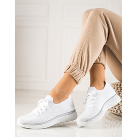 TRENDI Pantofi sport albi cu șireturi 1